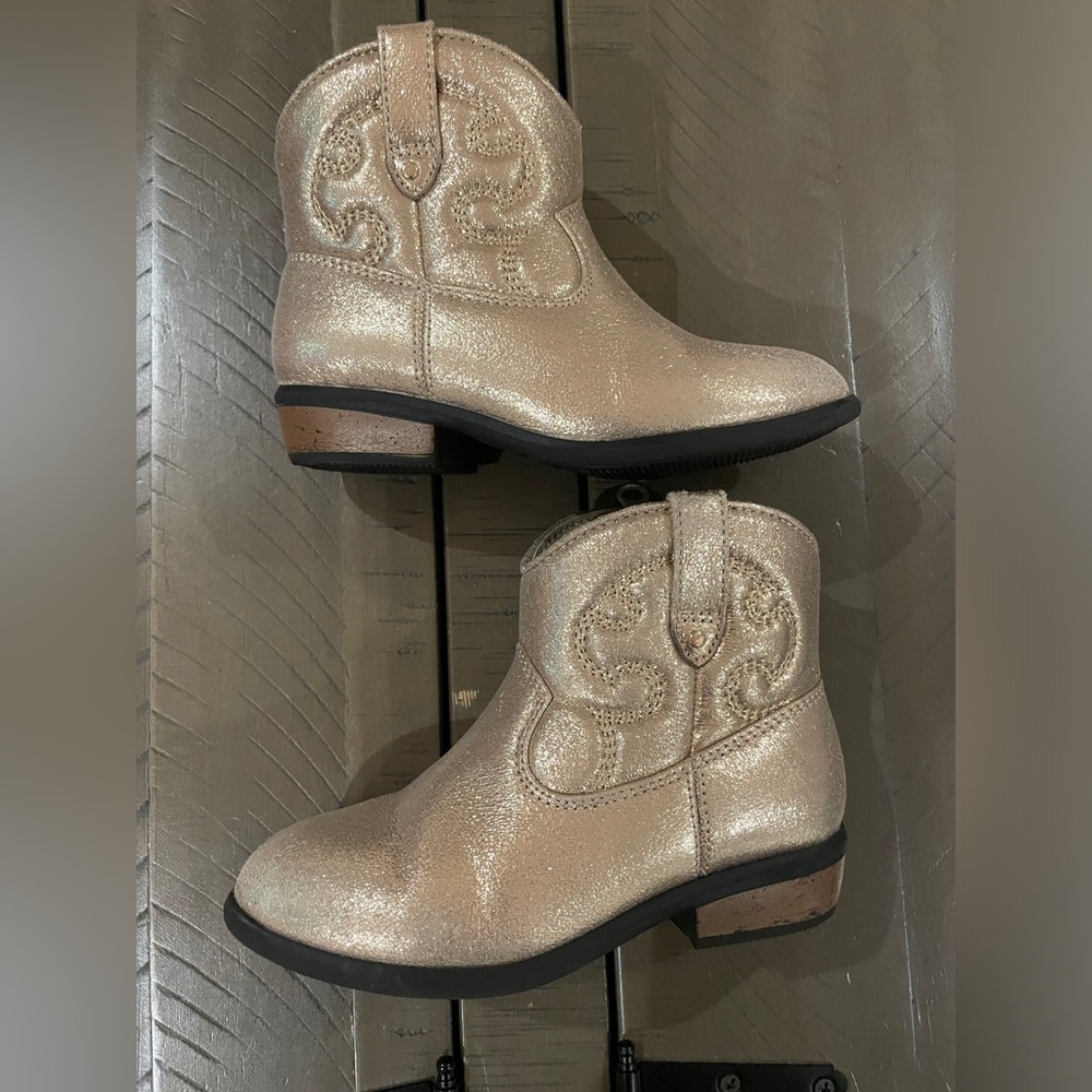 Cat and Jack cowgirl boots, gold.